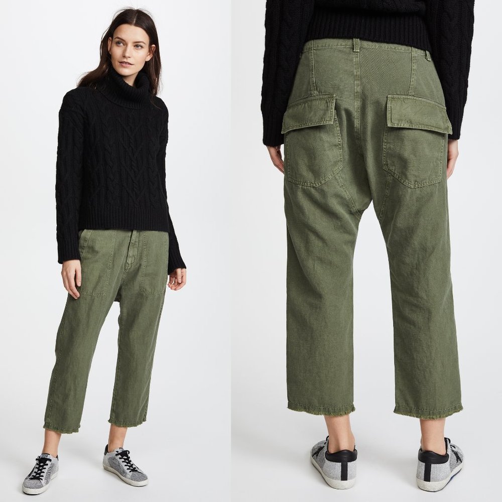 Nili Lotan Olive Green Cropped Pants